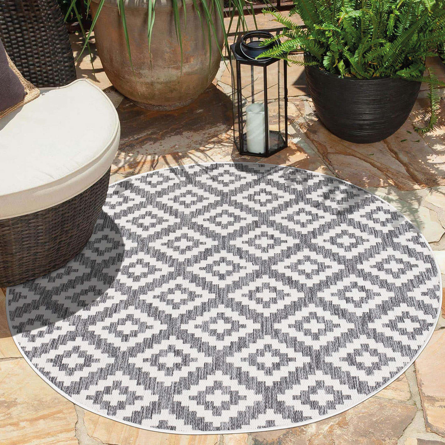 OUTDOOR-TEPPICH Sun 461 Grau 120 cm - Grau, Textil (120/120cm) - carpet city