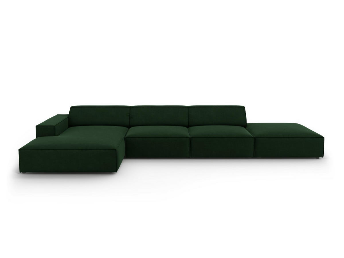ECKSOFA links Jodie aus Samt flaschengrün 5 Sitzplätze - Dunkelgrün, Textil (166/341cm) - Micadoni