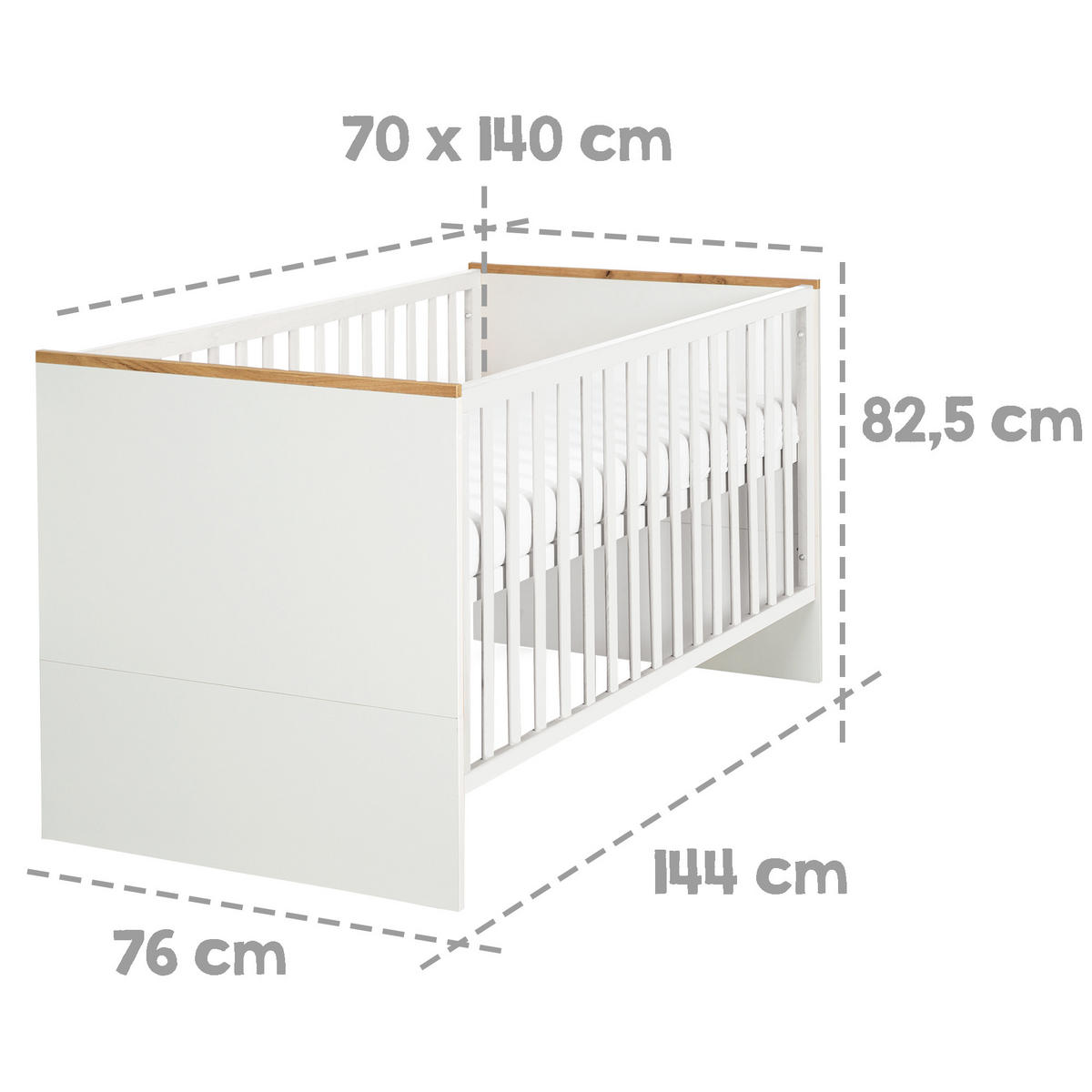 BABYZIMMER-SET Finn, 3-teilig - Weiß, Holzwerkstoff (76/82.5/144cm) - Roba