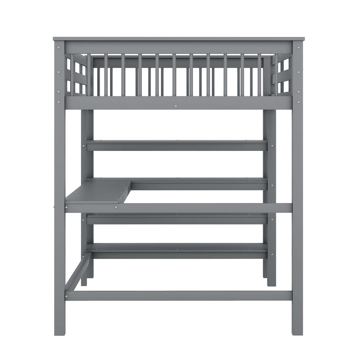 HOCHBETT 140/200 cm aus Kiefer und MDF mit Schreibtisch und Ablagefächern Grau - Grau, Holz (140/200cm) - Modenvie