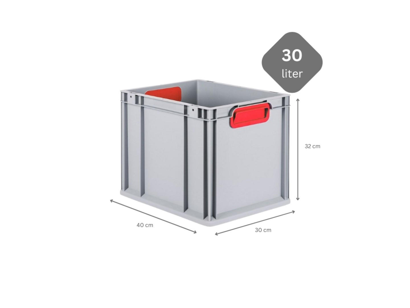 EUROBOX Nextgen Color 32x30x40cm 30 Liter Griffe Rot Geschlossen - Rot, Kunststoff (30/32/40cm) - PROREGAL