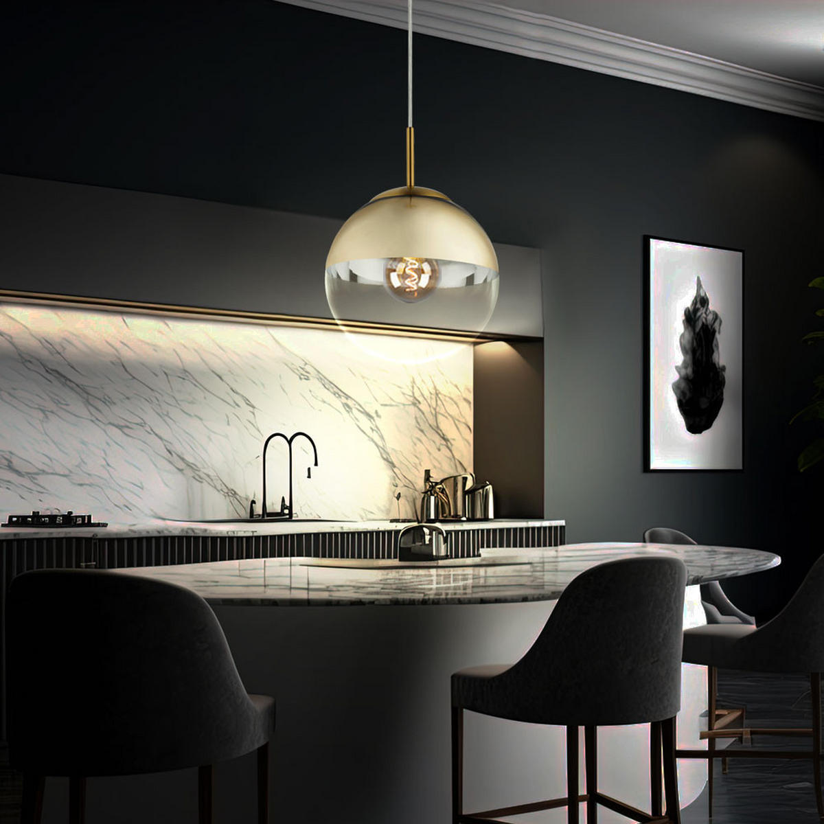 LED HÄNGELAMPE VARUS Gold Transparent - Goldfarben, Glas (20/20/120cm) - Globo Lighting