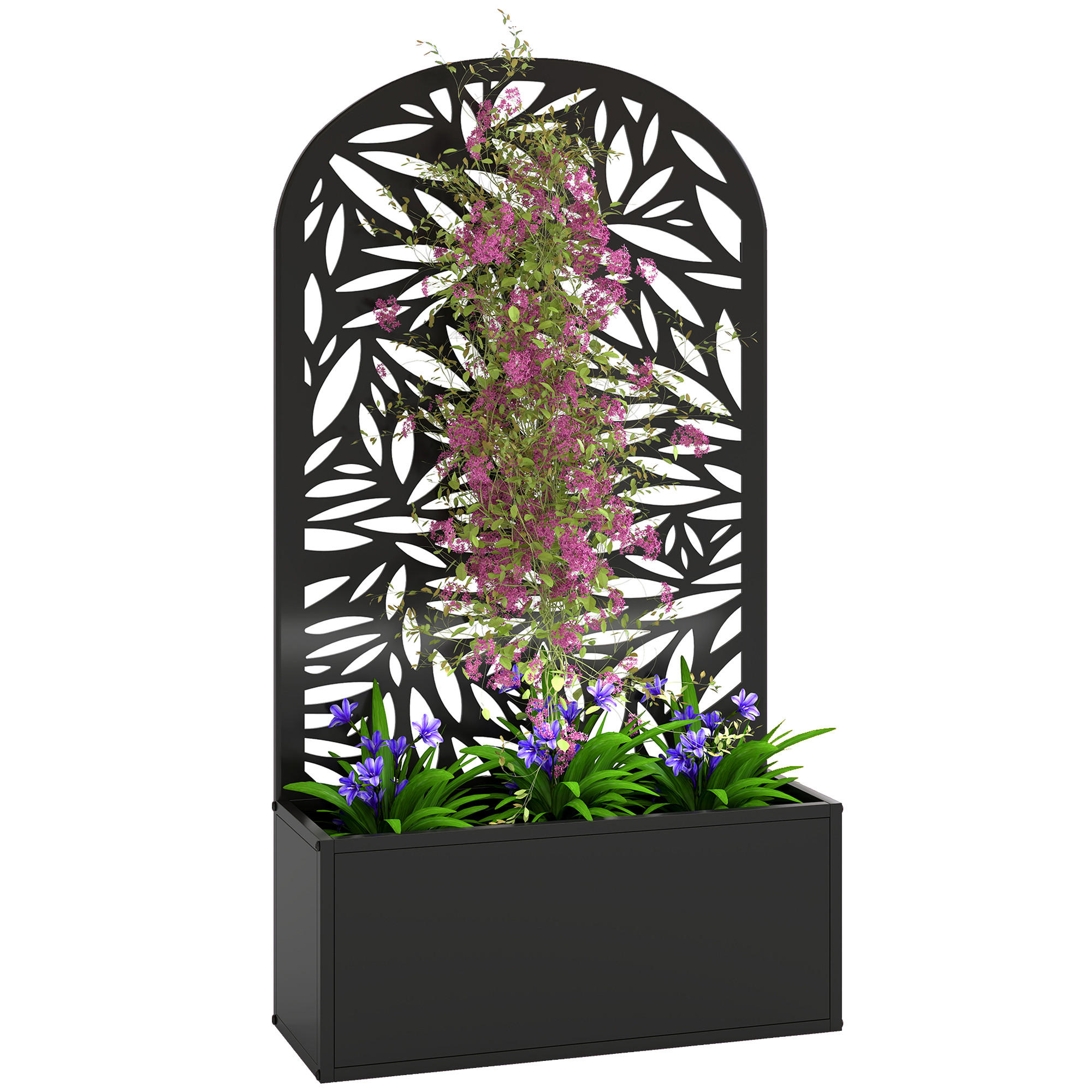 HOCHBEET DE-12289 mit Rankgitter wandmontierbar, 61/23/113 cm Schwarz - Schwarz, Metall (61/113/23cm) - ComfortXL