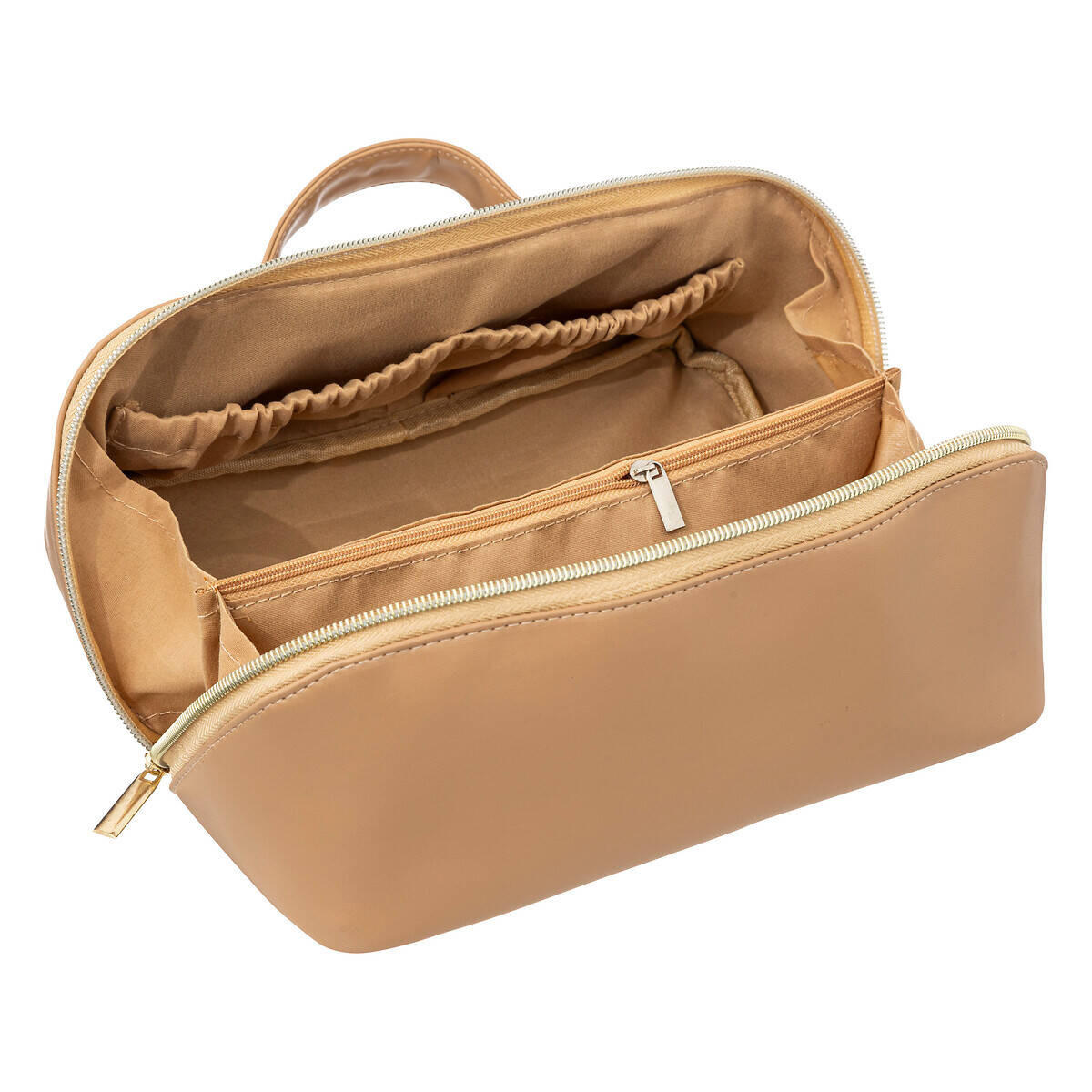 KOSMETIKTASCHE Kunstleder 23/12/12 cm - Beige, Textil (12/12/23cm)