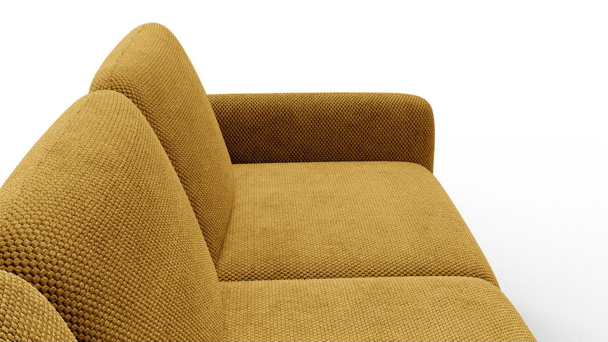 ECKSOFA FEBE 5-Sitzer links, dunkelgelb - Gelb/Schwarz, Holz/Textil (271/190cm) - Courtois Laville