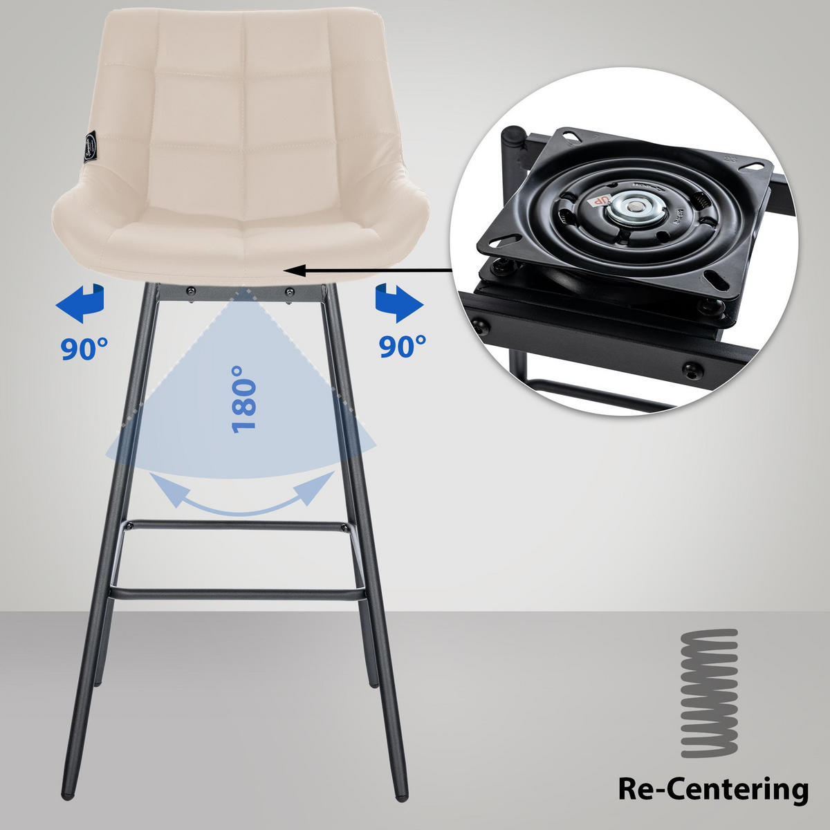 BARHOCKER 4er Set Visen Kunstleder Creme - Creme, Leder (49/105/56cm) - DELUKE