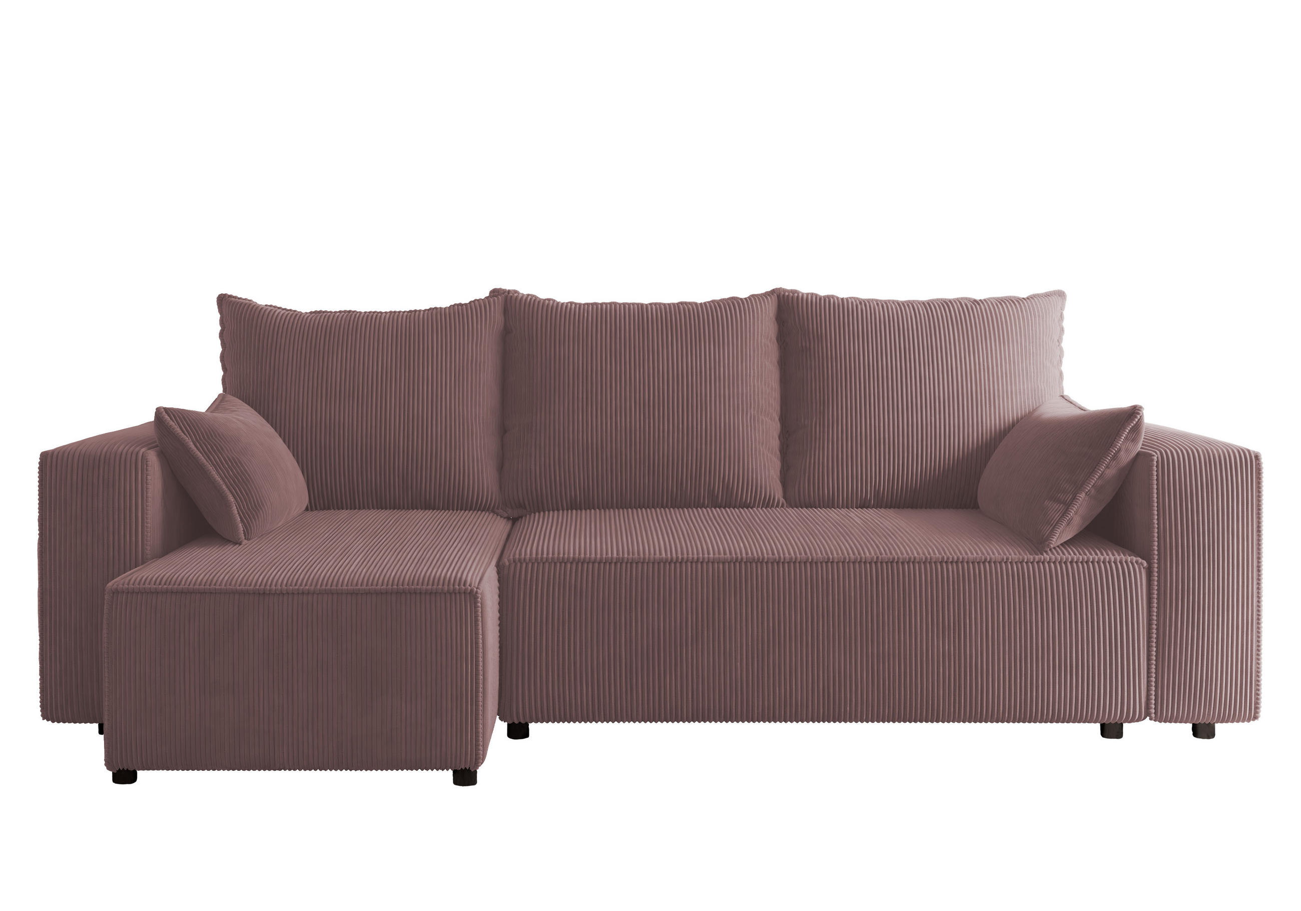 ECKSOFA Tobi mit Bettkasten und Schlaffunktion, L-Form, Cordstoff, Universal - Lila, Holzwerkstoff (246/145cm) - 4ALL HOME