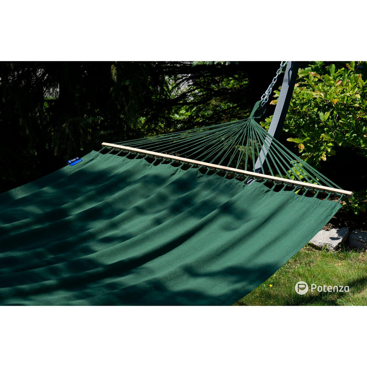 HÄNGEMATTE mit Gestell, 2 Personen, Stabhängematte, XXL, Tytan Rahmen bis 350 kg, Metall, Merida Grün, einfache Montage - Grün, Metall (370/130/120cm) - Potenza