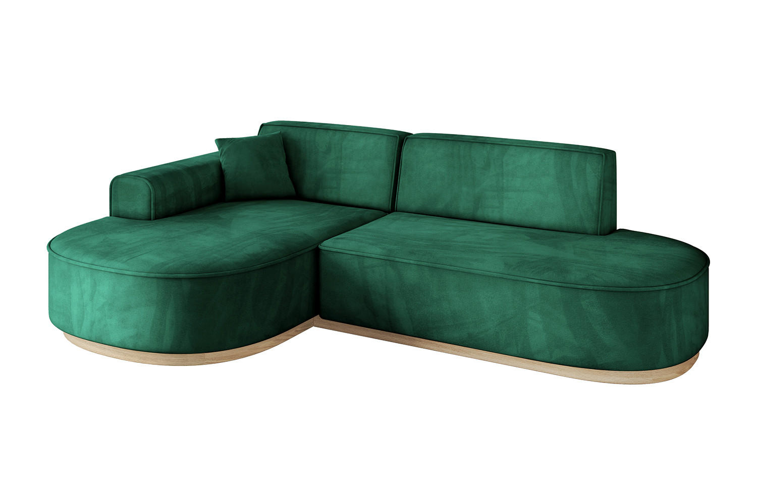 ECKSOFA Ottomane Links MARI-L1-v1 - 243x171x83 cm Grün Velours - Grün, Holzwerkstoff/Textil (243/171cm) - ALTDECOR