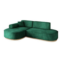 ECKSOFA Ottomane Links MARI-L1-v1 - 243x171x83 cm Grün Velours - Grün, Holzwerkstoff/Textil (243/171cm) - ALTDECOR