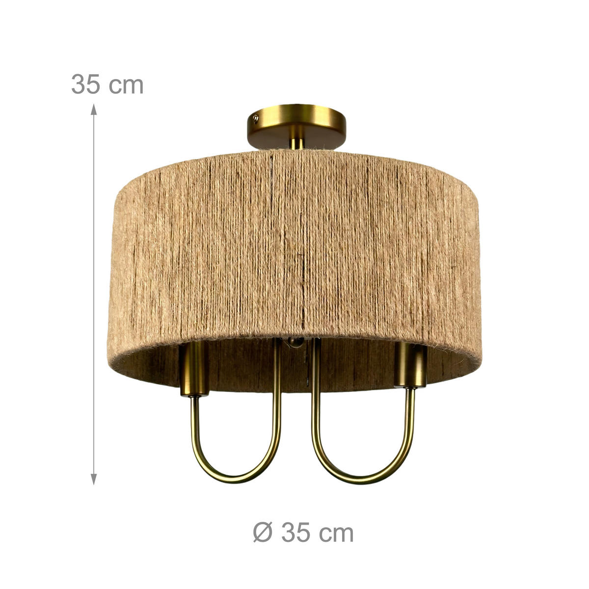 DECKENLAMPE Natur Bronze 2-flammig E14 - Hellbraun, Kunststoff/Metall (35/35/35cm) - Relaxdays
