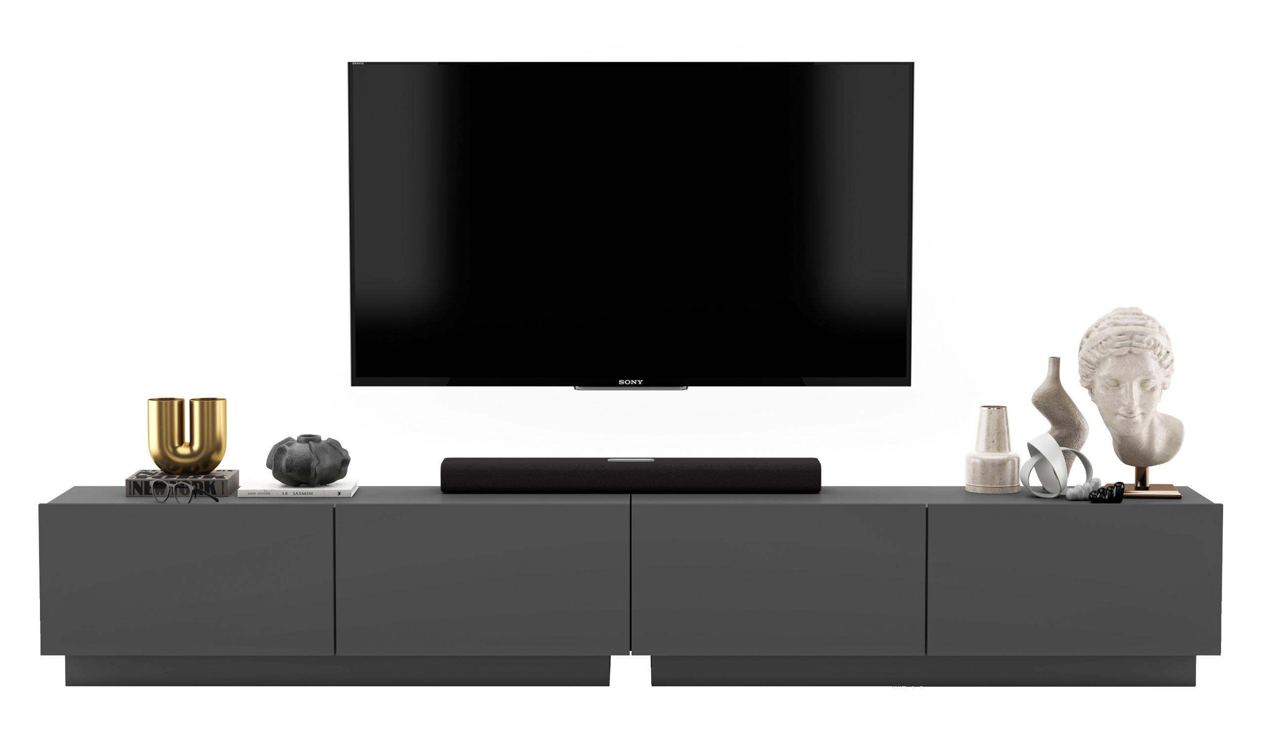 Meble Lindner SADA 2 TV stolků Enjoy Šedá mat 240 cm se soklem