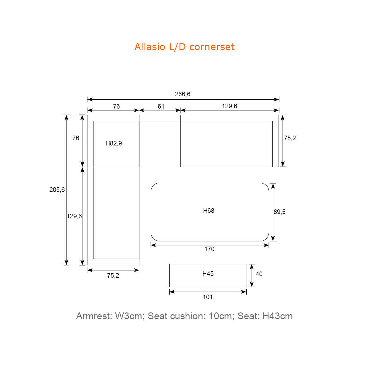 GARTENLOUNGESET Allasio 5-tlg., Premium Dining Set, Gartenmöbelset - Anthrazit, Metall - GARDEN IMPRESSIONS