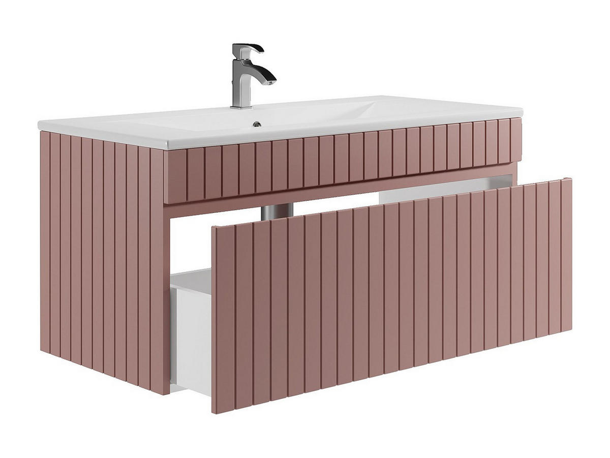 EINZELWASCHTISCH - 100 cmcm x 46 cmcm - Holz, Platte - Puderrosa - SATARA - Hellrosa, Holz (100/46/46cm) - Vente-Unique