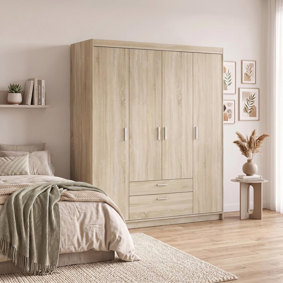 DREHTÜRENSCHRANK Elena mit 4 Türen und 2 Schubladen, ohne Spiegel Sonoma Eiche - Sonoma Eiche, Holzwerkstoff (176/190/53cm) - Beautysofa