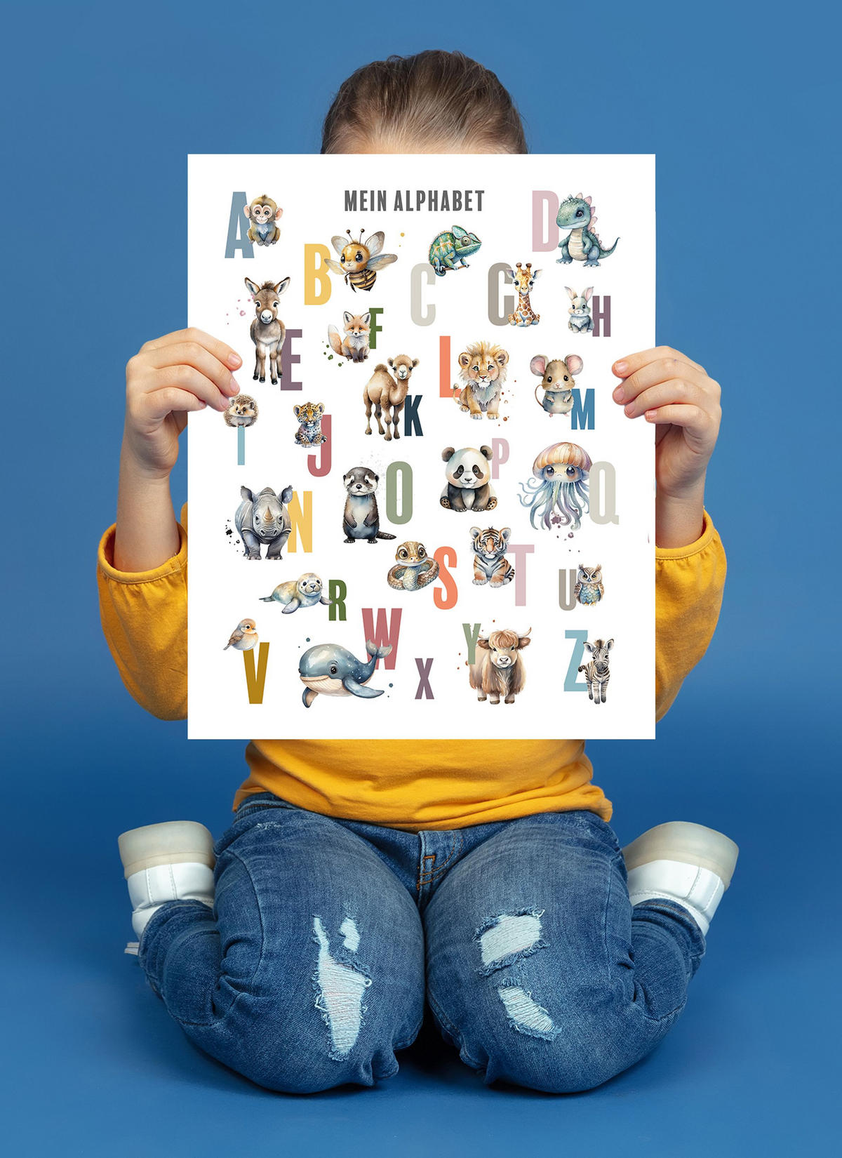 POSTER 40x50 cm ABC Alphabet Tiere Pastell - Weiß, Papier (40/50/2cm)