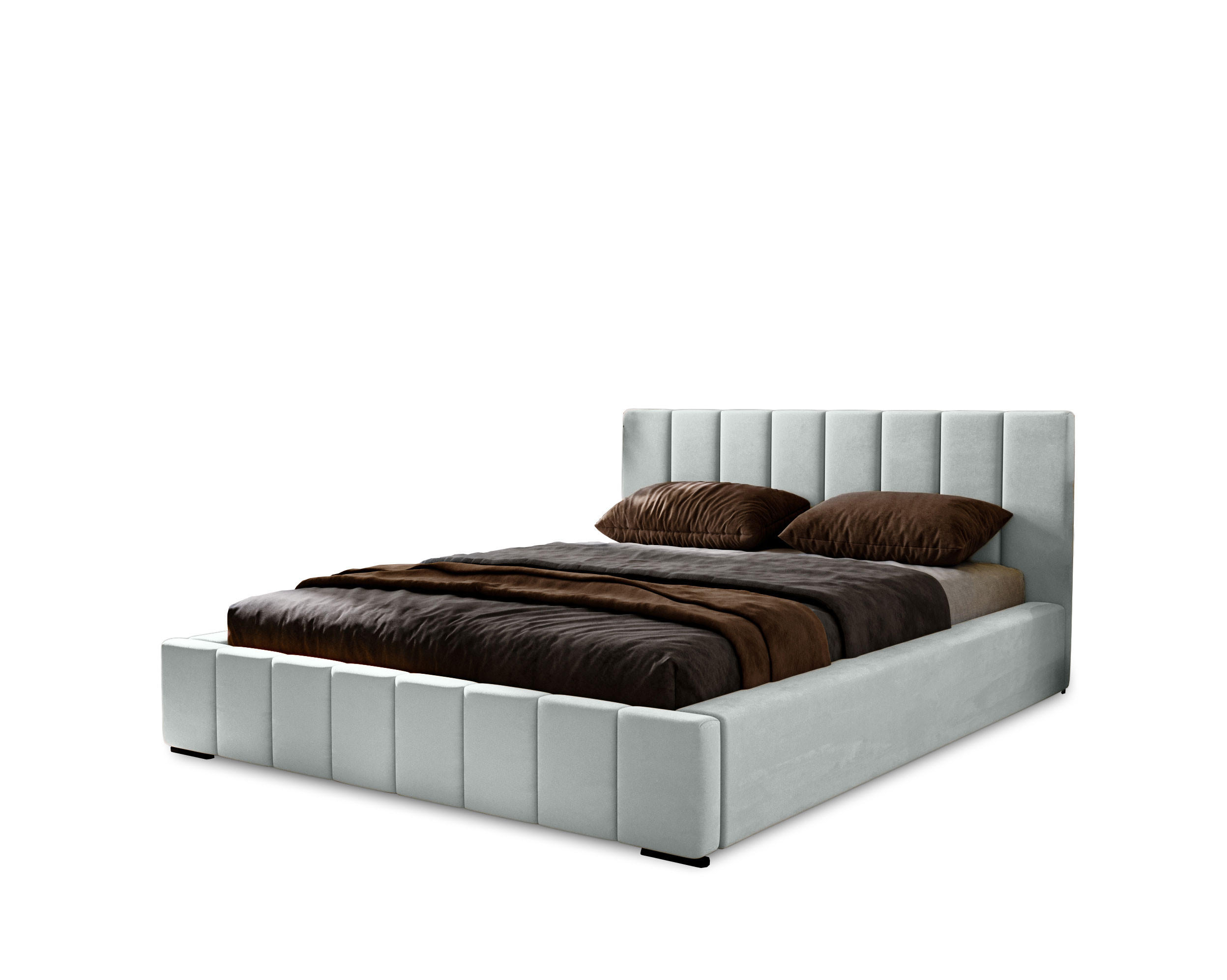 POLSTERBETT Nero 120x200 cm, Doppelbett mit Bettkasten und Lattenrost aus Holz, Velourstoff: Silbern - Silberfarben, Holz/Kunststoff (120/200cm) - Marpur