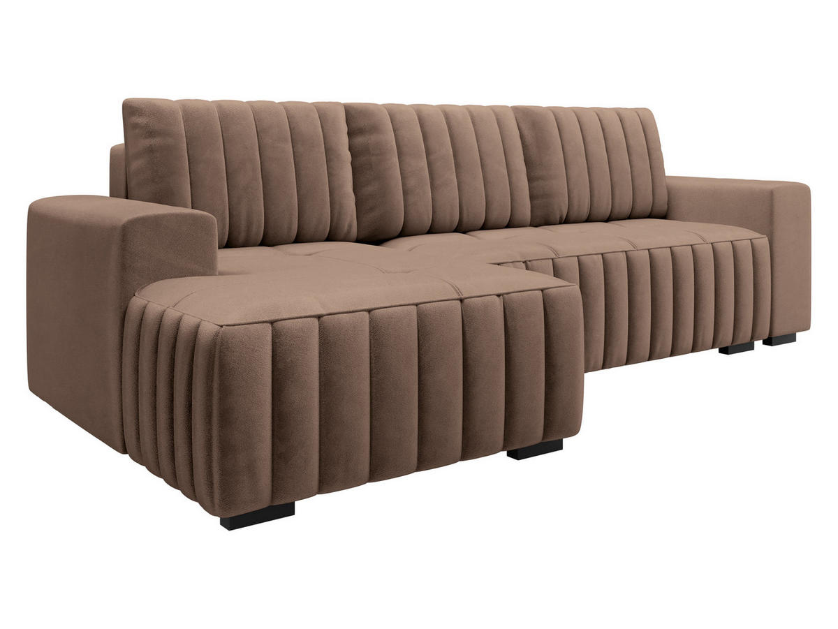ECKSOFA Hugo, Seite: Links - Dunkelbraun/Braun, Holz/Textil (240/140cm)