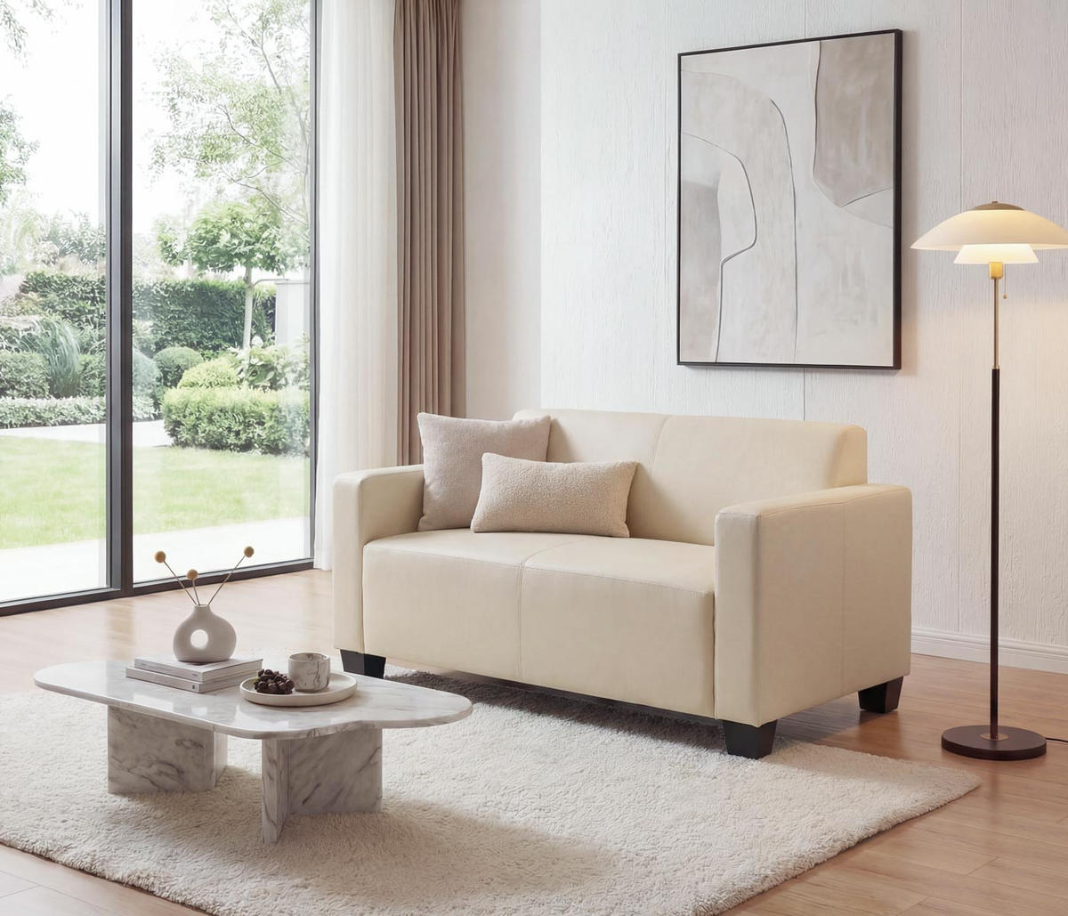 2-SITZER-SOFA Cremeweiß - Creme/Weiß, Textil (136/76/72cm) - MCW