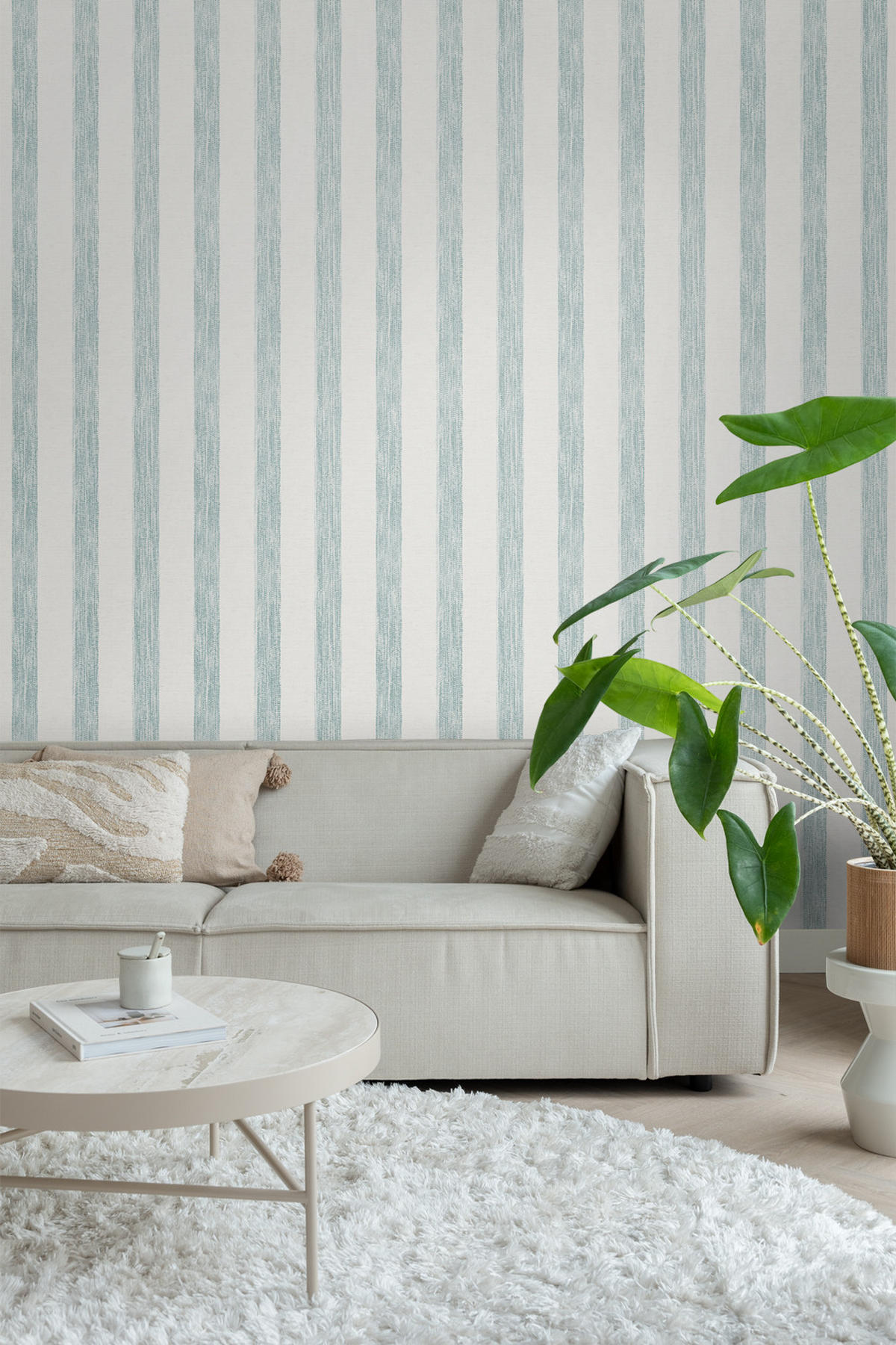 TAPETE gemalte Streifen 53 cm x 10,05 m - Blau, Papier (53/1000cm) - Sanders & Sanders