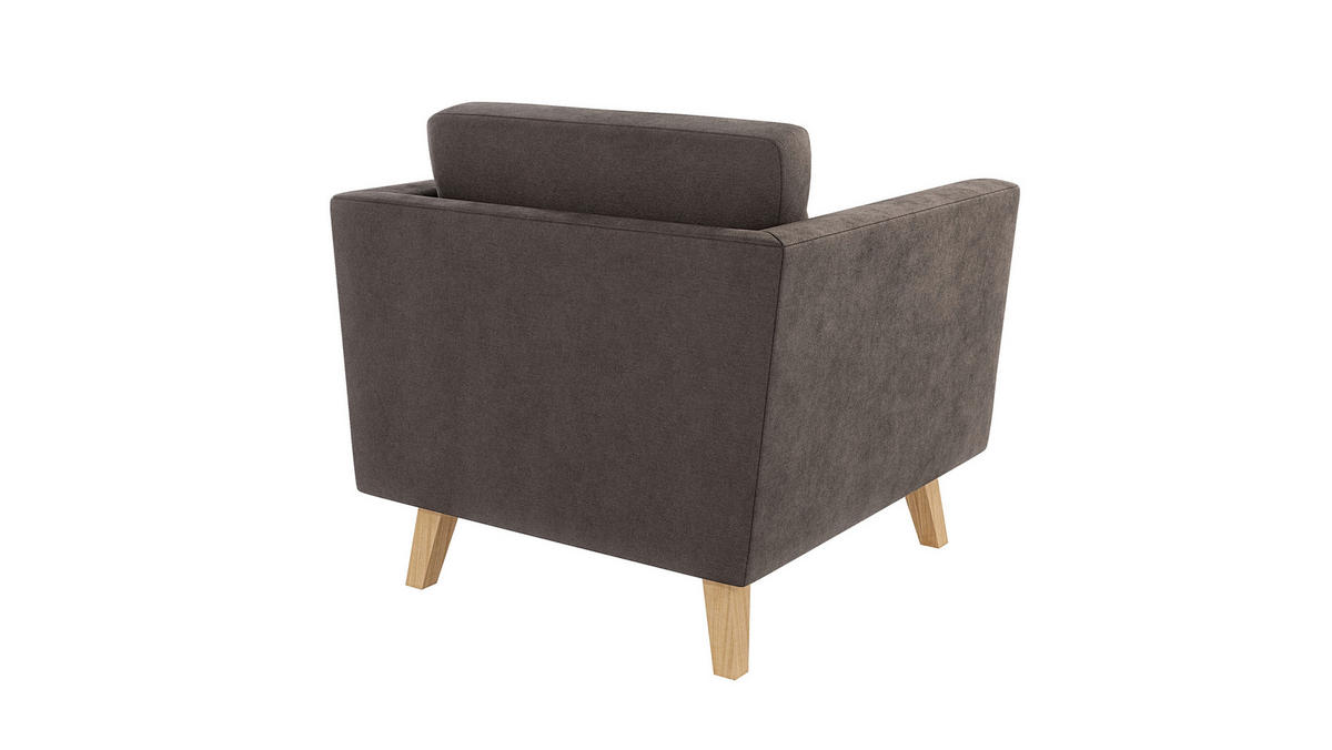 SESSEL Mario Braun - Khaki Microfaser - Dunkelbraun/Naturfarben, Holz/Textil (96/90/89cm) - S-Style Möbel
