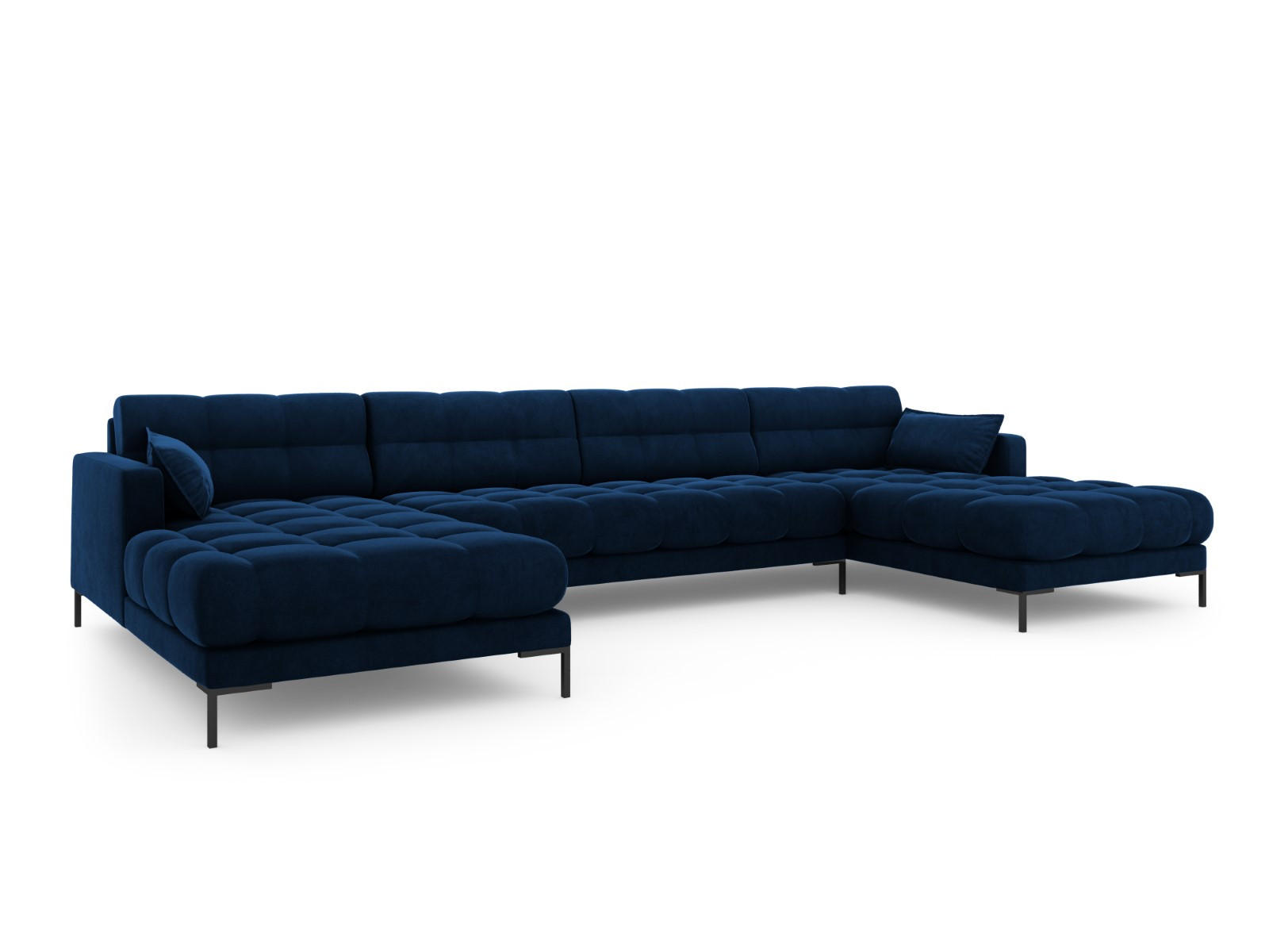 PANORAMASOFA Mamaia aus Samt königsblau 6 Sitzplätze - Blau, Textil (185/75/383cm) - Micadoni