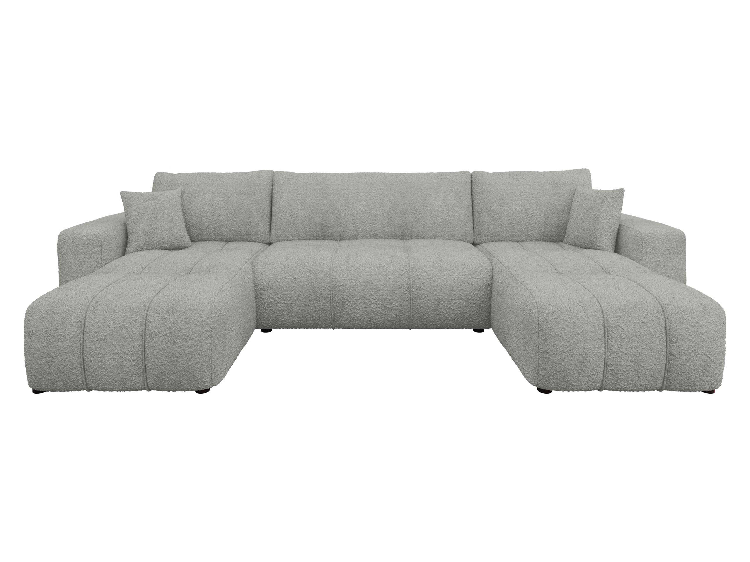 WOHNLADNSCHAFT Furyn U Boucle - Schwarz/Grau, Holzwerkstoff/Kunststoff (312/82/145cm) - MIRJAN24