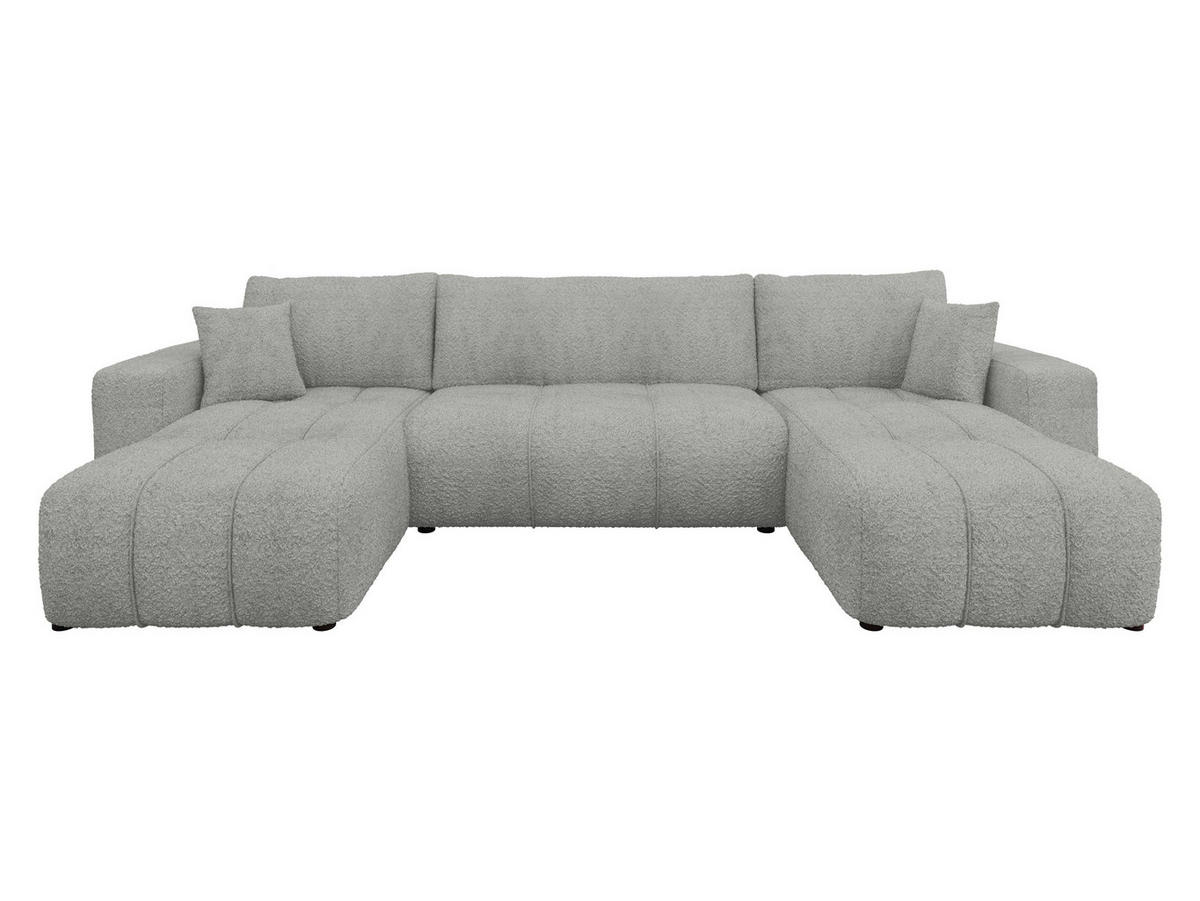 WOHNLADNSCHAFT Furyn U Boucle - Schwarz/Grau, Holzwerkstoff/Kunststoff (312/82/145cm) - MIRJAN24