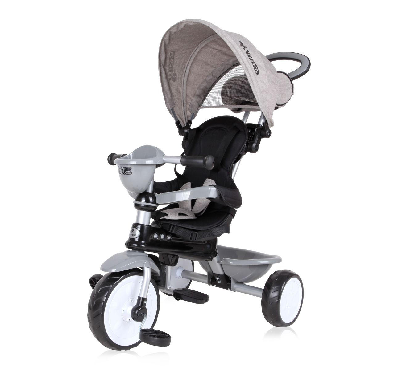DREIRAD One 3 in 1 grau EVA-Reifen Schiebestange Anti-Rutsch Pedale umbaubar - Grau, Metall (70/50/96cm) - Lorelli