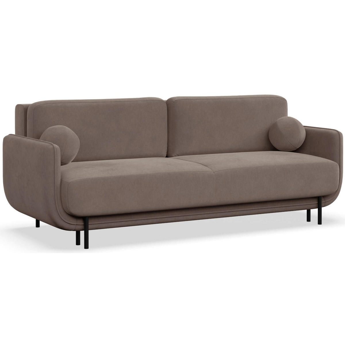SCHLAFSOFA Ovals Hellbraun - Hellbraun/Schwarz, Textil/Metall (236/95/96cm) - Selsey