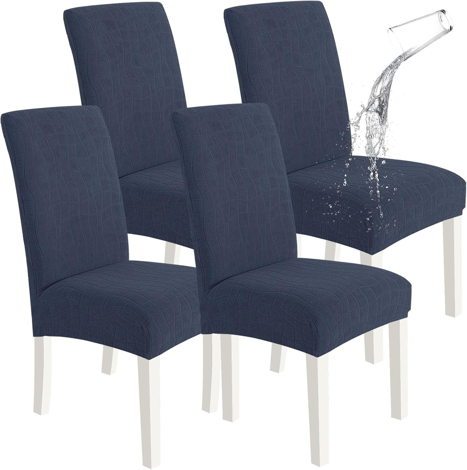 STUHLBEZUG – dehnbar von 35 bis 53 cm – Marineblau – 4er-Set - Blau, Textil (47/36cm)
