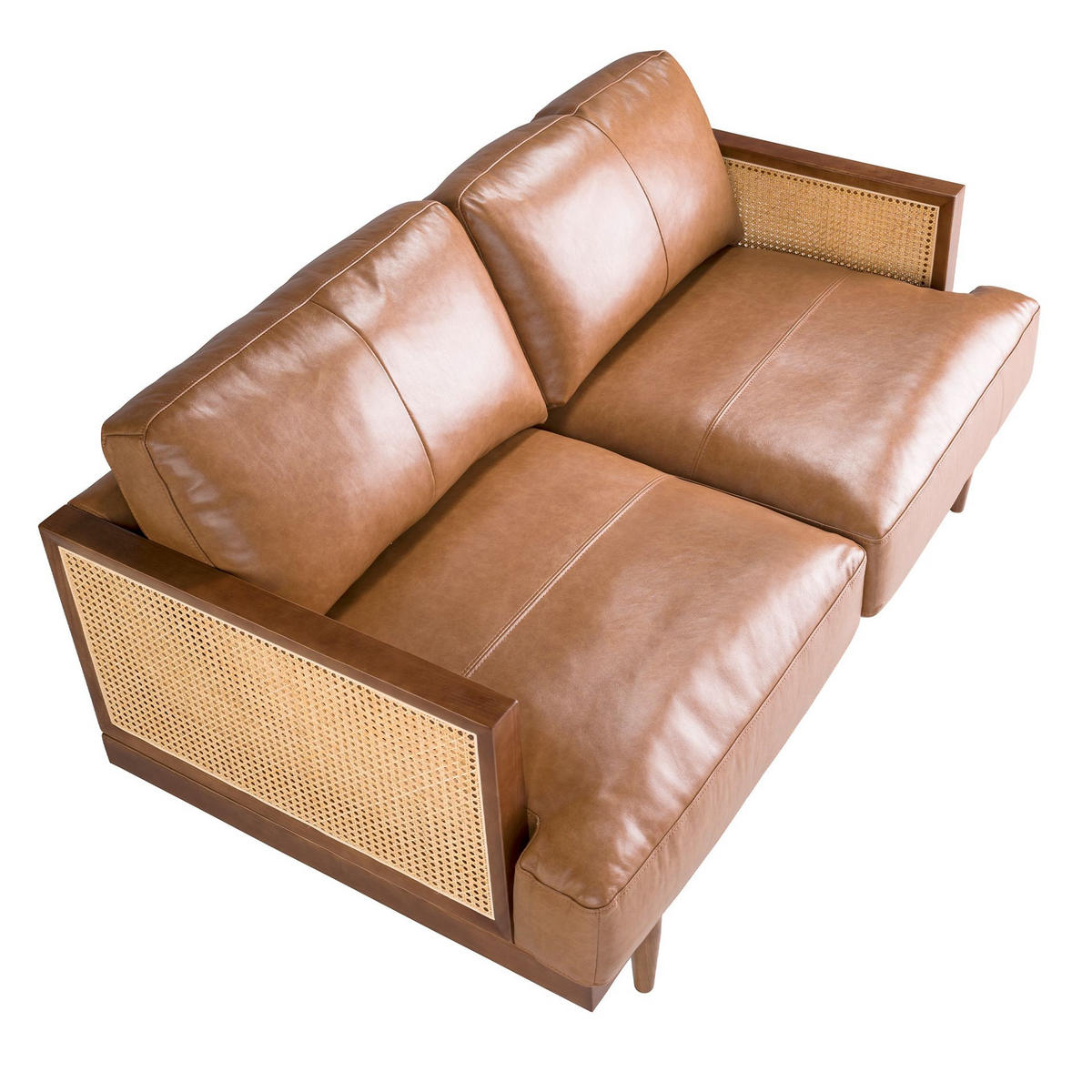 SOFA 2-Sitzer-Sofa aus braunem Leder 164/96/83 cm - Walnussfarben/Braun, Leder (164/83/96cm) - ANGEL CERDA