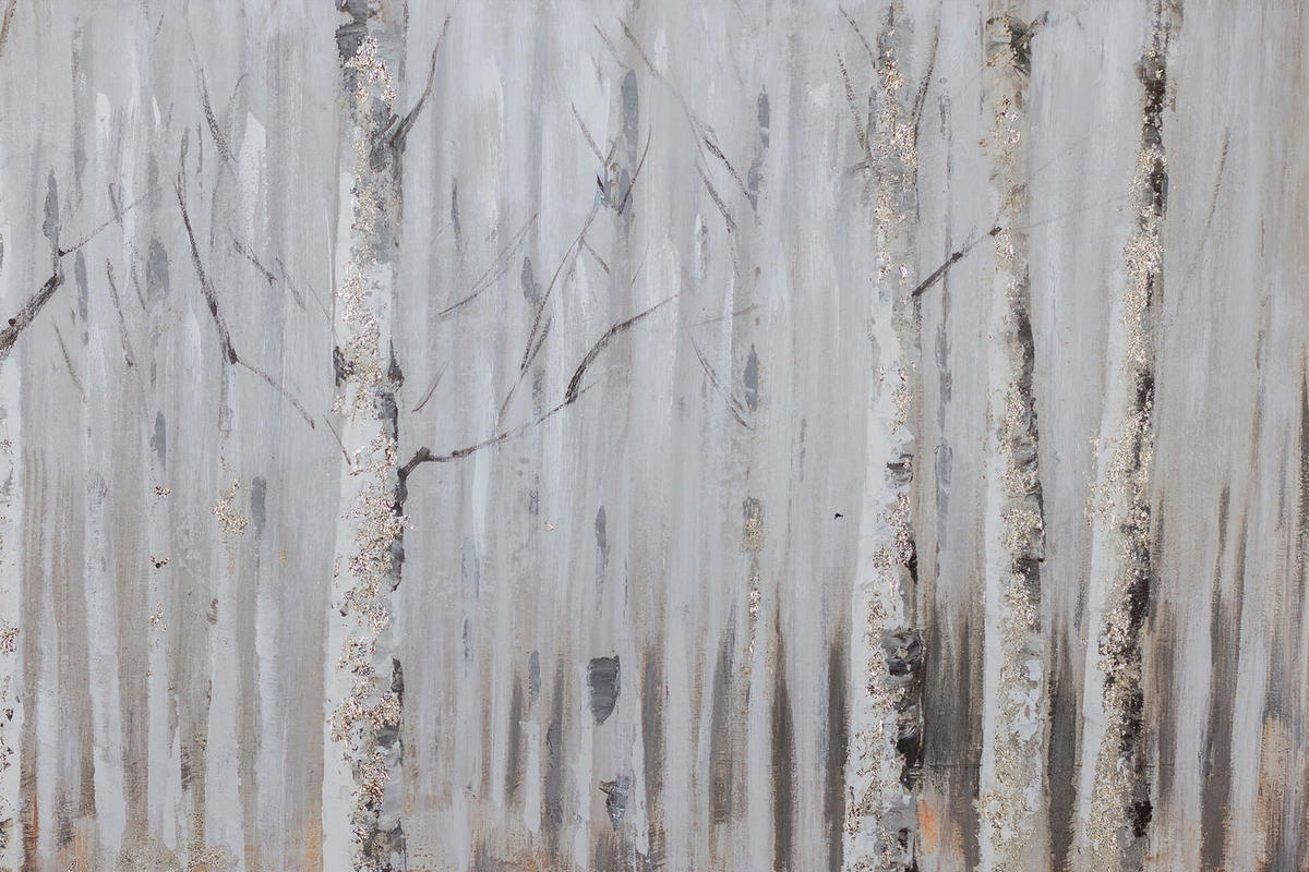 ACRYLBILD HANDGEMALT 120/80 cm - Weiß/Braun, Holz/Textil (1.8/80cm) - KUNSTLOFT