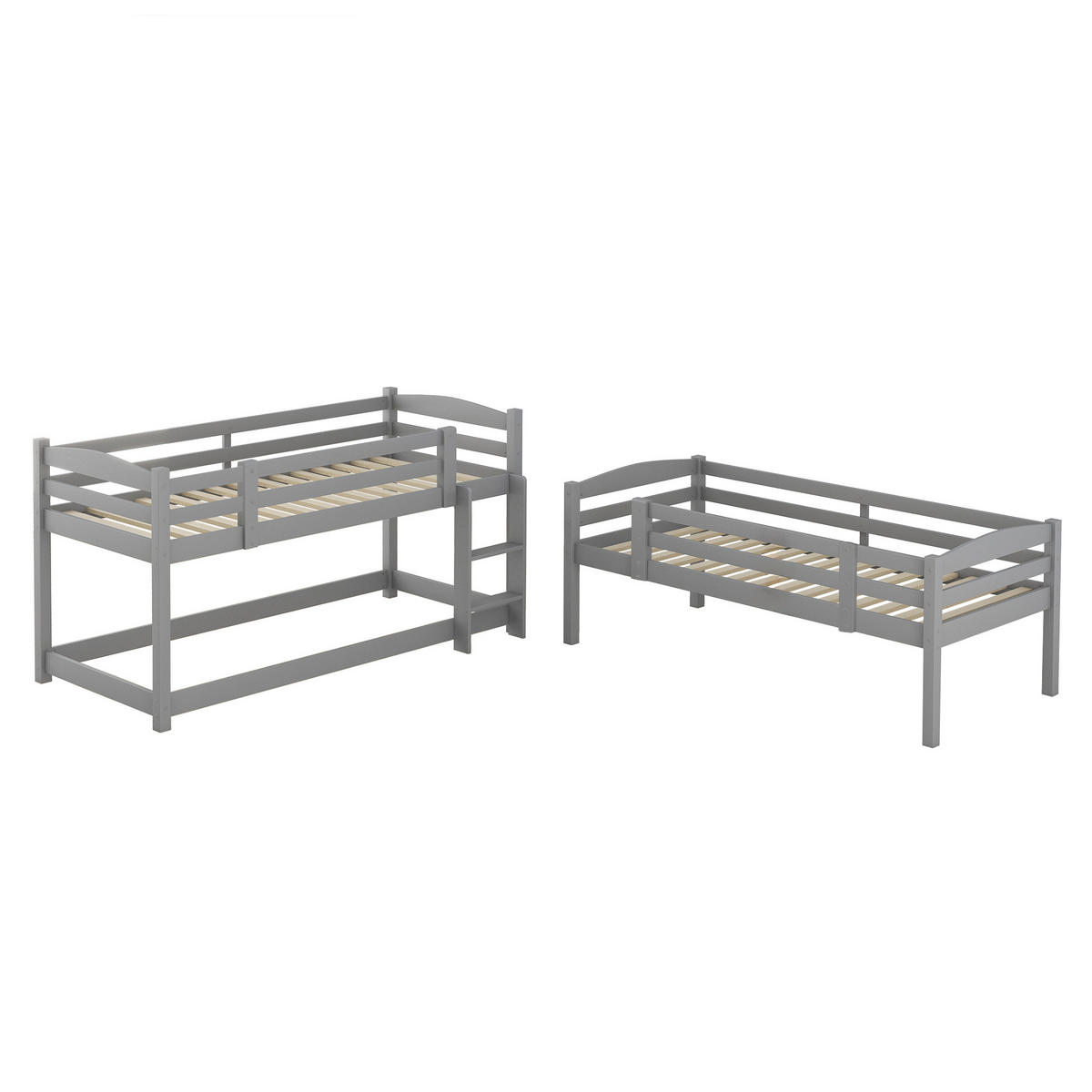 ETAGENBETT 90x200cm Grau Dreier-Etagenbett Holz Kinderbett - Grau, Holz (90/200cm) - FLIEKS