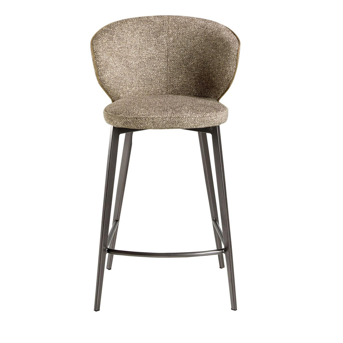 BARHOCKER Hocker mit meliertem braunem Stoffbezug 52/48/92cm - Ecru/Beige, Textil/Metall (52/92/48cm) - ANGEL CERDA