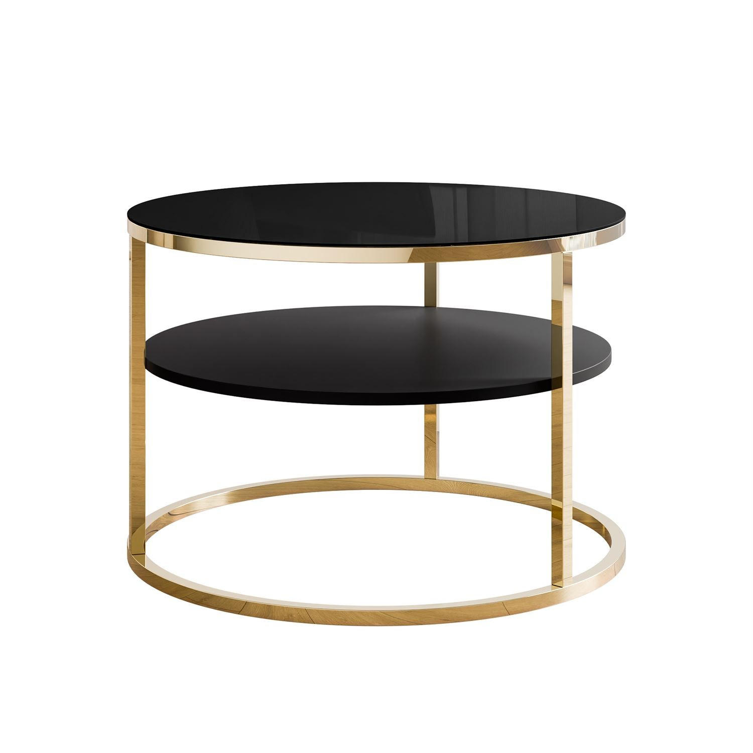 Lookway Couchtisch Gold, Schwarz 70x47x70 cm