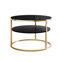 COUCHTISCH CIRI GLASS mit Ablage und Gestell in Goldchrom Schwarzes Glass - Goldfarben/Schwarz, Glas (70/70/47cm) - Lookway
