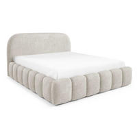 POLSTERBETT 140x200 Noemi, runde Kopfteil, Bettkasten, Samtstoff, Creme - Creme, Holz/Textil (140/200cm) - Emporius