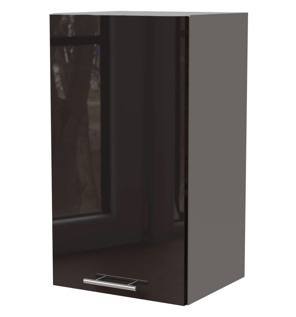 Feldmann-Wohnen Küchenhängeschrank Schwarz Hochglanz, Grau 40x72x32.5 cm