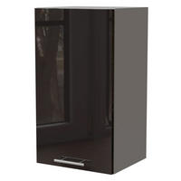 KÜCHENHÄNGESCHRANK Essen W2/40 Schwarz Hochglanz / Grau Matt 40 / 32,5 / 72cm - Schwarz Hochglanz/Schwarz, Holz/Holzwerkstoff (40/72/32.5cm) - Feldmann-Wohnen