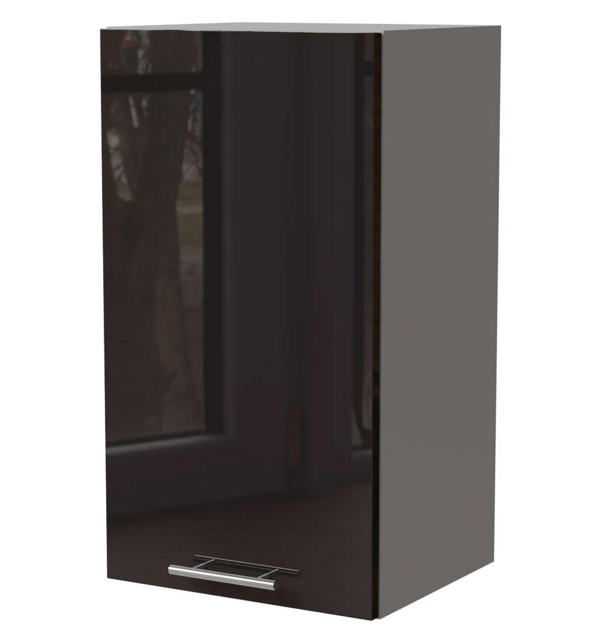 KÜCHENHÄNGESCHRANK Essen W2/40 Schwarz Hochglanz / Grau Matt 40 / 32,5 / 72cm - Schwarz Hochglanz/Schwarz, Holz/Holzwerkstoff (40/72/32.5cm) - Feldmann-Wohnen