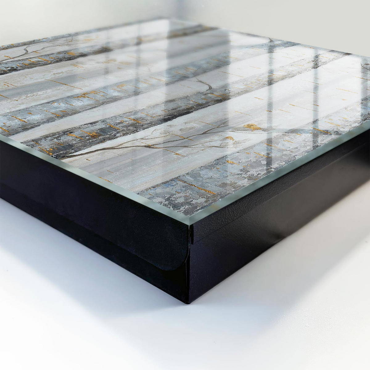 SCHLÜSSELBOX Schwarz 30x30 cm- Türöffnung nach rechts - Birkennatur - Grau, Metall (30/30/5cm) - TULUP