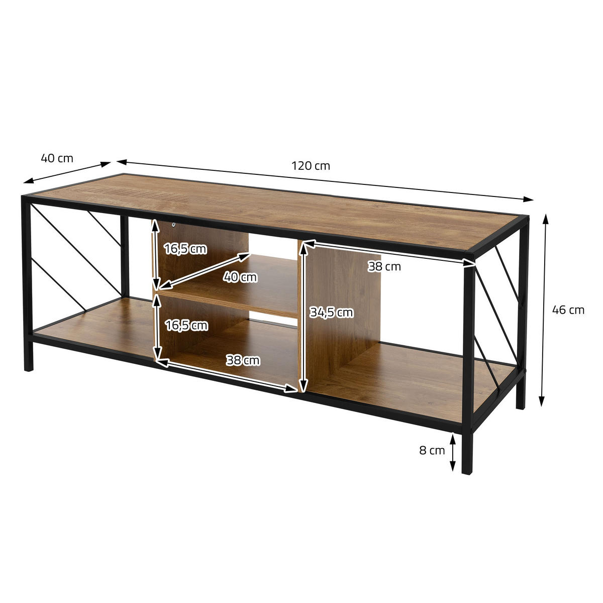 TV SCHRANK - Braun, Metall (40/46/120cm) - ML-DESIGN