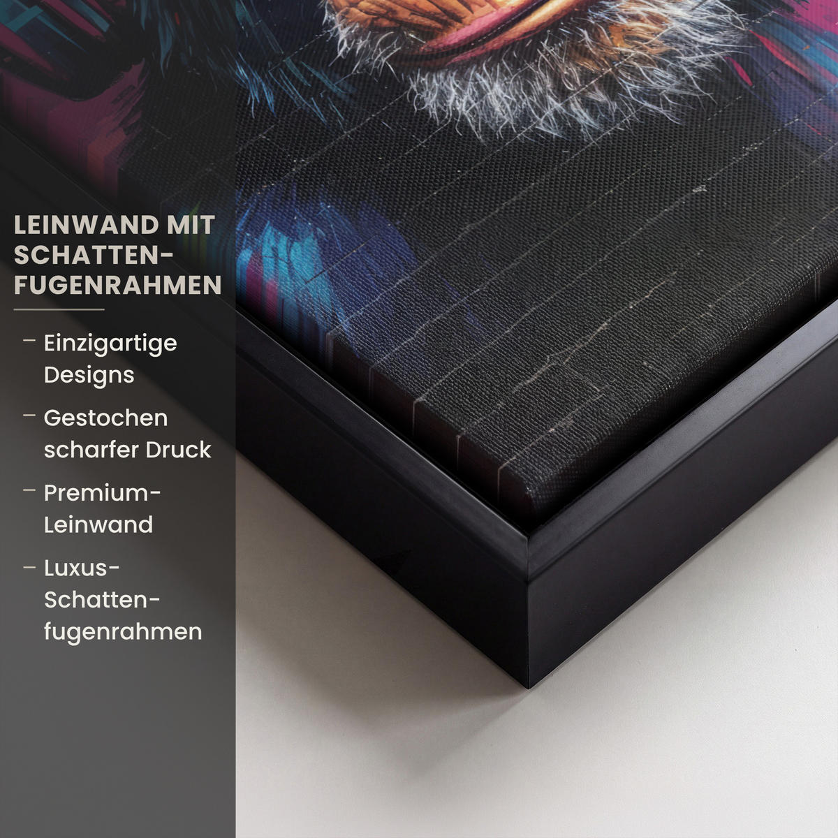 LEINWAND Bilder mit Rahmen - Graffiti - Schimpanse - Straßenkunst - Kopfhörer - Affe - 20x30 - Blau, Textil (20/30cm) - MuchoWow