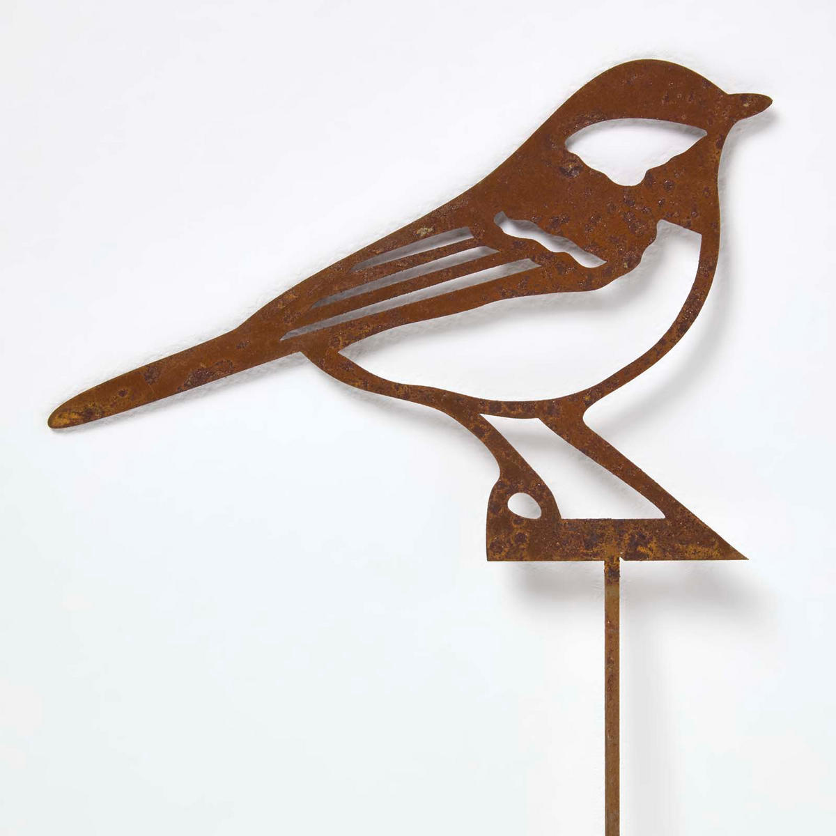GARTENSTECKER Metall – Rostoptik Gartenfigur Kohlmeise 2er-Set - Rostfarben, Metall (37cm) - Homescapes