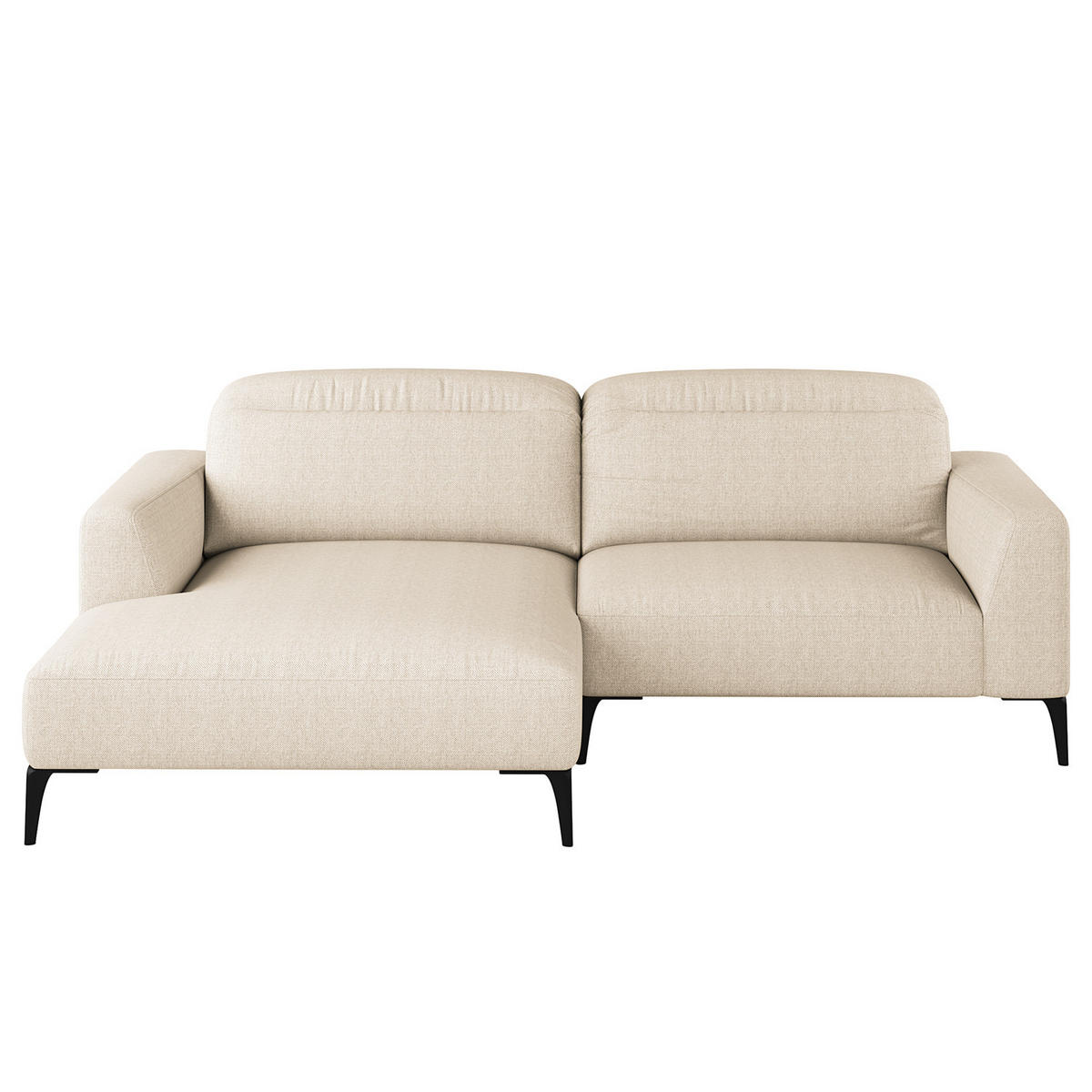 1,5-SITZER ECKSOFA mit Longchair - Beige/Schwarz, Textil/Metall (232/180cm) - home24