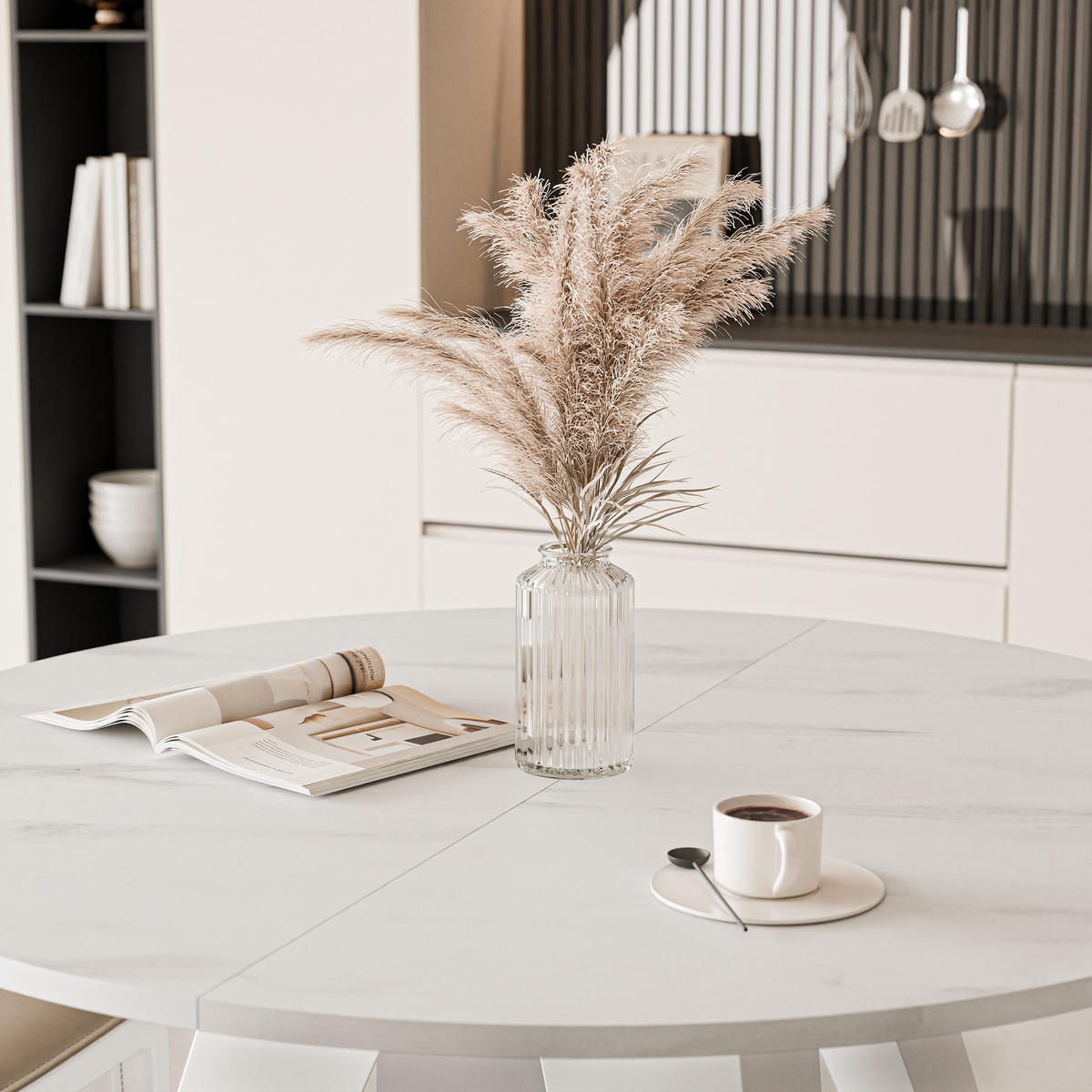 ESSTISCH ausziehbar auf MDF, Weiß - Weiß, Holzwerkstoff (90/90/76cm) - Idohome