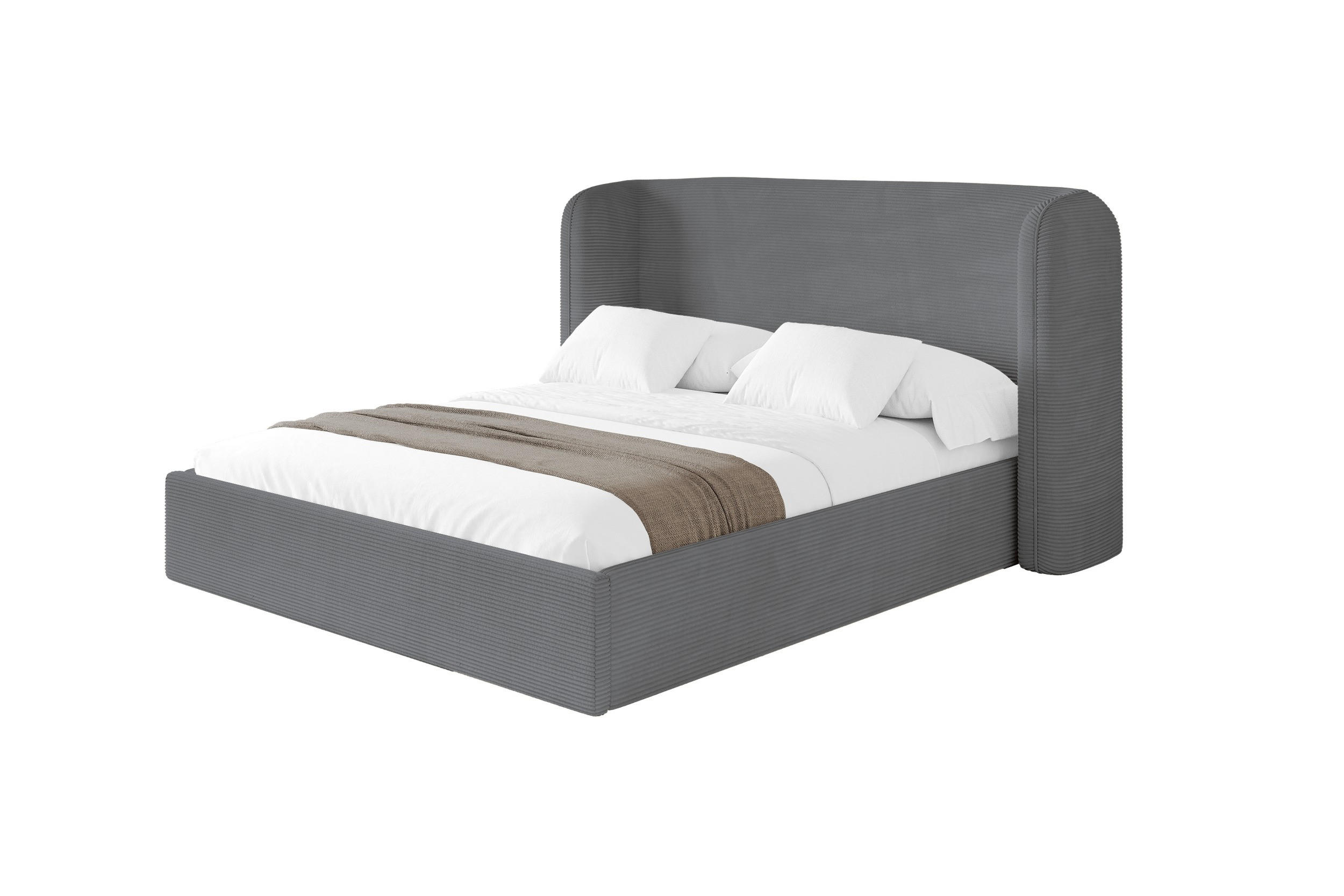POLSTERBETT mit Bettkasten und Lattenrost, Boxbett ohne Matratze - ESTI 160x200 Dunkelgrau - Anthrazit, Holzwerkstoff/Textil (160/200cm) - ALTDECOR