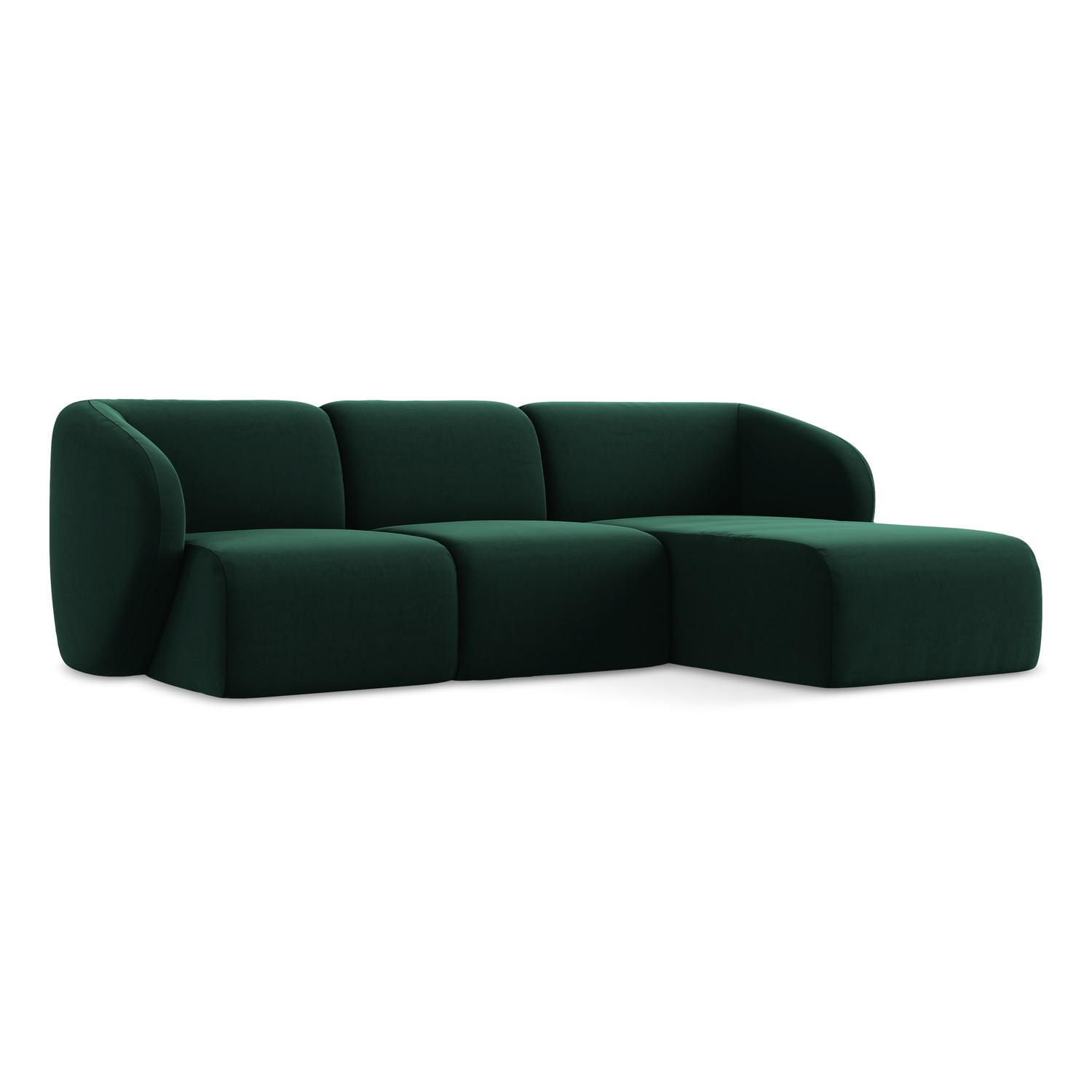 ECKSOFA Rechts Samt Stoff Grün - Dunkelgrün/Schwarz, Holzwerkstoff/Kunststoff (248/166cm) - LaMiaSofa