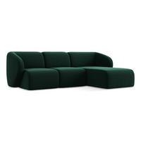 ECKSOFA Rechts Samt Stoff Grün - Dunkelgrün/Schwarz, Holzwerkstoff/Kunststoff (248/166cm) - LaMiaSofa